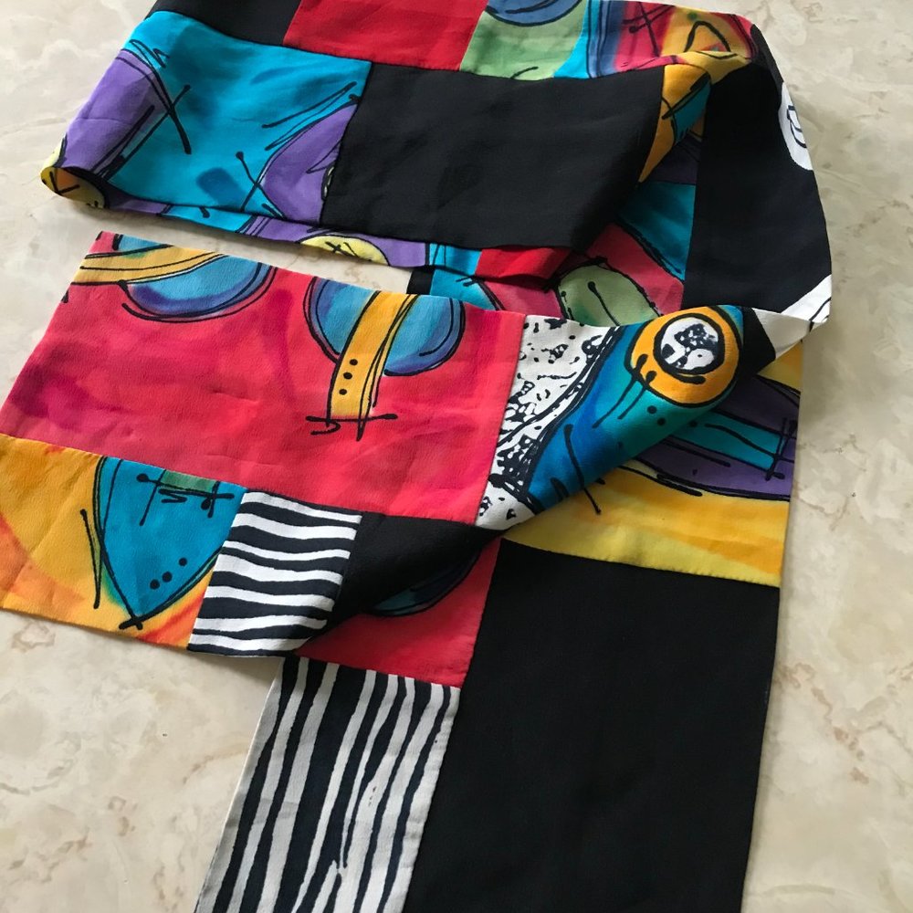 Sandwashed Silk Hand Painted Patchwork Artist Sca… - image 8